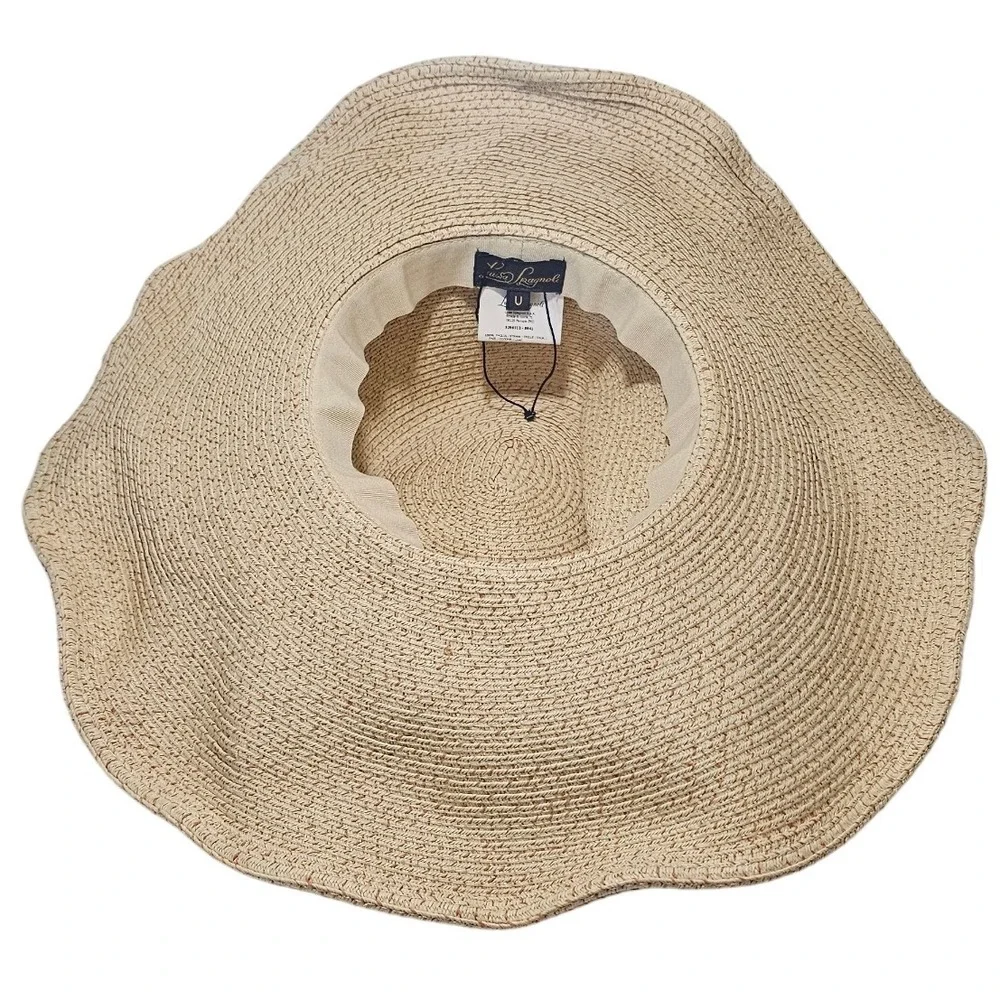 Luisa Spagnoli‎ Wide Brim Straw Hat Beige Brown Accents